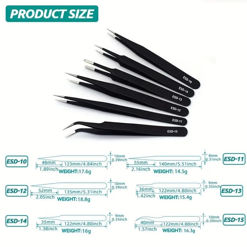 6pcs Precision Long Tweezers S - Electronics Repair Tools ulasan dan harga