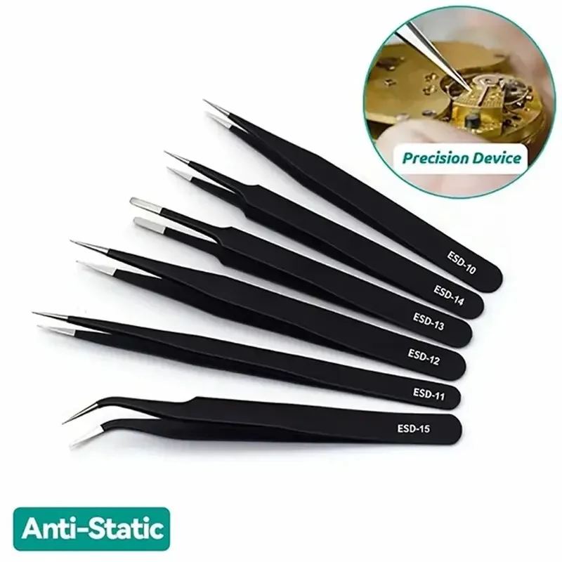 6pcs Precision Long Tweezers S - Electronics Repair Tools ulasan dan harga
