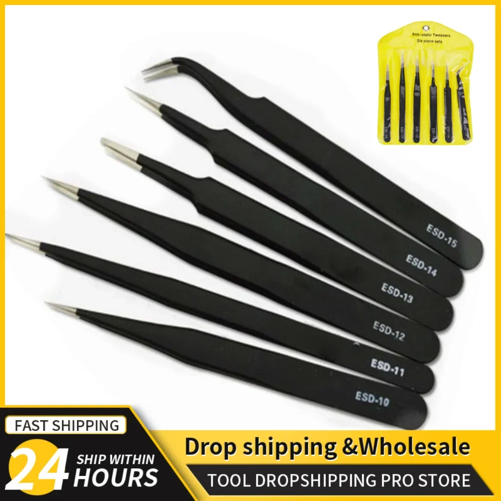 6pcs Precision Tweezers Set ES - Electronics Repair Tools ulasan dan harga